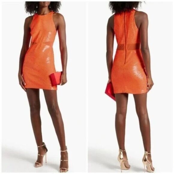 Alice + Olivia Dresses & Skirts - Alice + Olivia Shimmering Orange Mini Dress